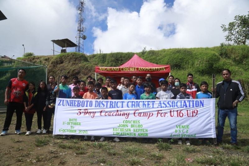 The participants of the cricket coaching camp which began in Zunheboto on October 5.